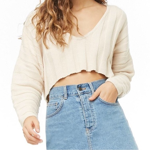 Forever 21 High-Low Ribbed Crop Sweater - Picture 6 of 6